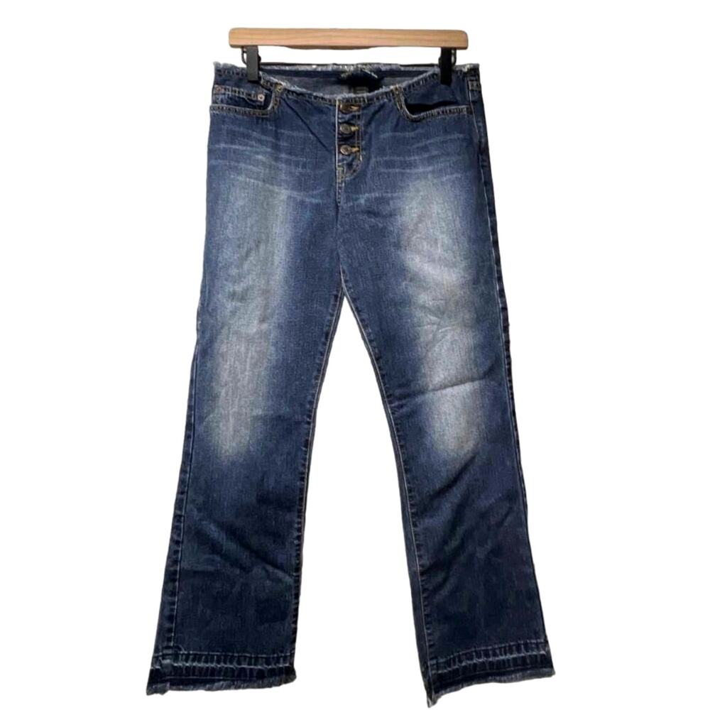 Abercrombie & Fitch Vintage Y2K Cropped Raw Hem Low Rise Denim Jeans Size 4